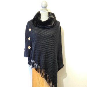 💖💖 Faux Fur Poncho Noir